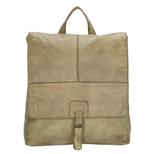 Rucksack| Tasche 33 x 34cm in Sand| Beige aus Leder mit Überschlag