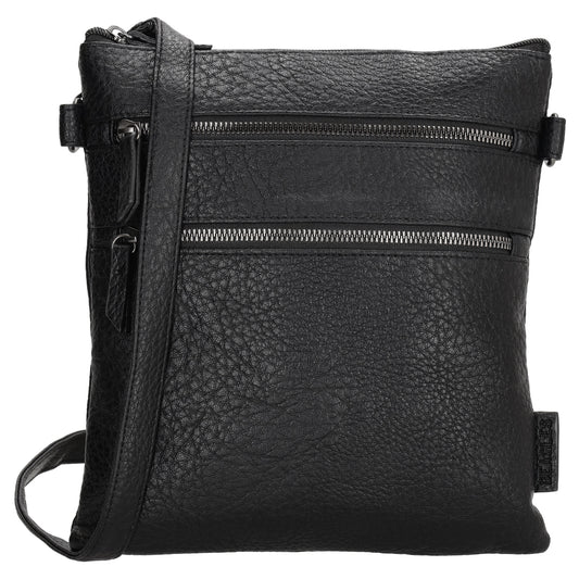 Umhängetasche aus Kunstleder 26x23,5cm in Schwarz - leder-accessoires.com