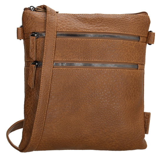 Umhängetasche aus Kunstleder 26x23,5cm in Braun - leder-accessoires.com