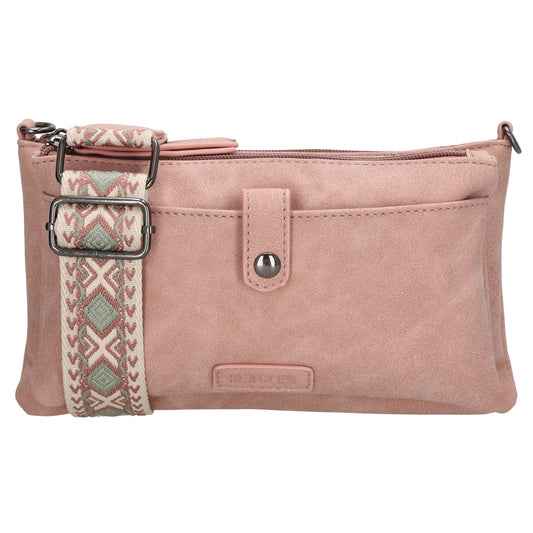Umhängetasche aus Kunstleder 24x14cm in Rosa mit Textilriemen - leder-accessoires.com