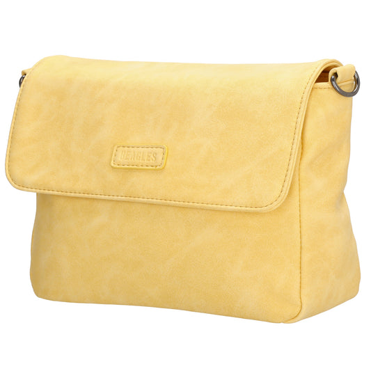 Sale Schultertasche aus Kunstleder 24x17cm in Gelb mit Textilriemen