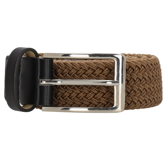 Stretchgürtel|Bandgürtel 35mm in Braun mit Dornschließe und Lederspitze