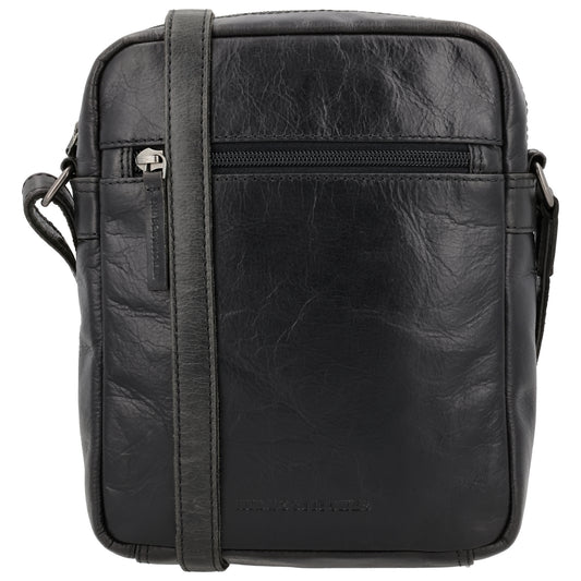Schultertasche|Cross over 23,5x19cm in Schwarz aus Leder mit Reißverschluss - leder-accessoires.com