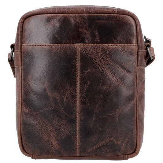 Schultertasche|Cross over 23,5x19cm in Braun aus Leder mit Reißverschluss - leder-accessoires.com