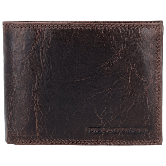 Geldbörse Querformat 12,5 x 10cm in Dunkelbraun mit Riegel - leder-accessoires.com