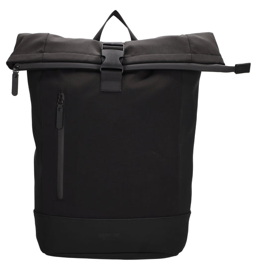 Rolltop-Rucksack 46x38cm in Schwarz mit Reißverschluss und Reißverschlussfach - leder-accessoires.com
