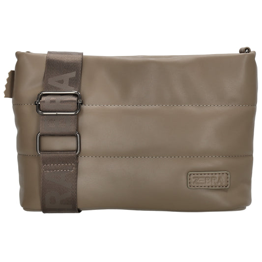 Umhängetasche gesteppt 24x16cm in Taupe aus Kunstleder - leder-accessoires.com