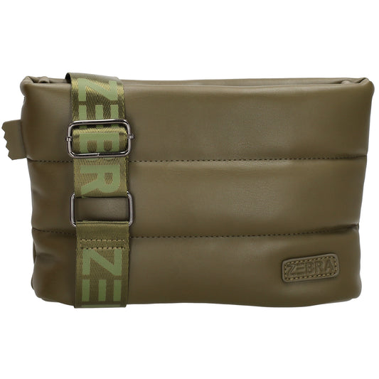 Umhängetasche gesteppt 24x16cm in Olivgrün aus Kunstleder - leder-accessoires.com