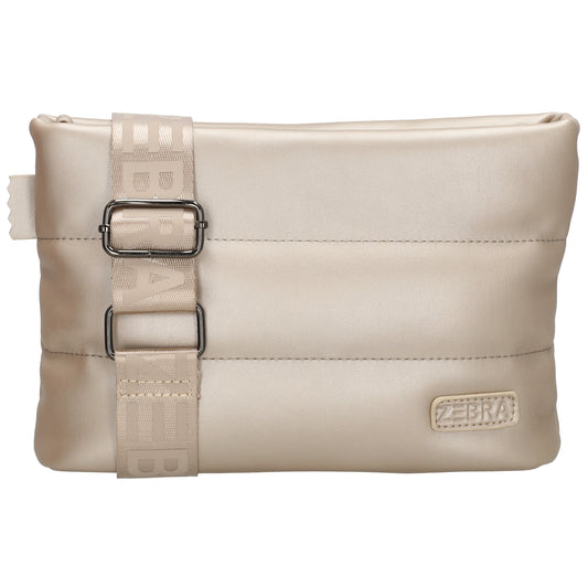 Umhängetasche gesteppt 24x16cm in Champagner aus Kunstleder - leder-accessoires.com