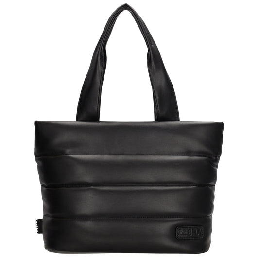 Shopper gesteppt 34x28cm in Schwarz aus Kunstleder - leder-accessoires.com