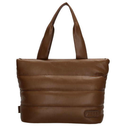 Shopper gesteppt 34x28cm in Braun aus Kunstleder - leder-accessoires.com