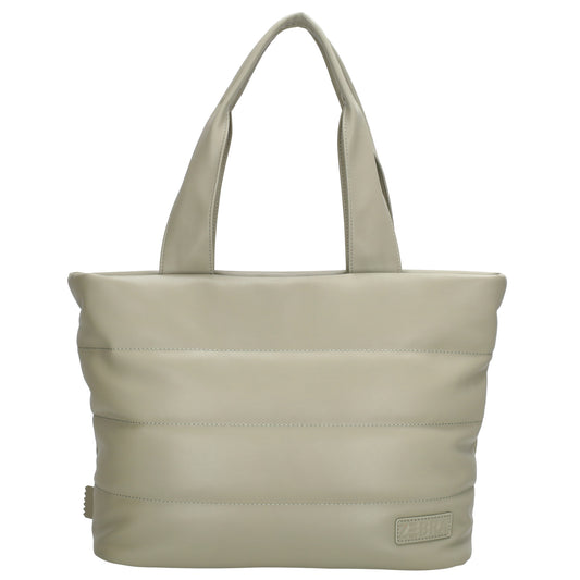 Shopper gesteppt 34x28cm in Mint aus Kunstleder - leder-accessoires.com