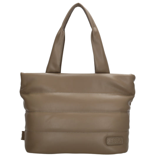 Shopper gesteppt 34x28cm in Taupe aus Kunstleder - leder-accessoires.com