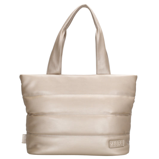 Shopper gesteppt 34x28cm in Champagner aus Kunstleder - leder-accessoires.com