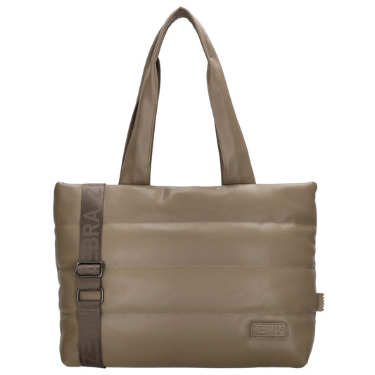 Shopper gesteppt 48x30cm in Taupe aus Kunstleder - leder-accessoires.com