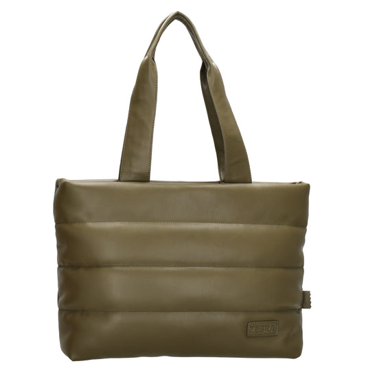 Shopper gesteppt 48x30cm in Olivgrün aus Kunstleder - leder-accessoires.com