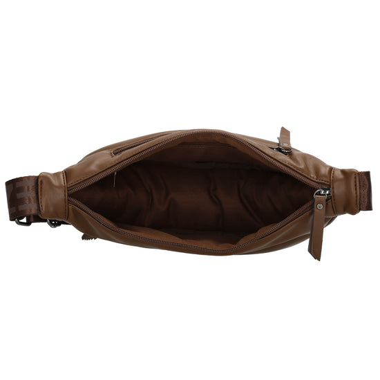 Bodybag gesteppt 33x16cm in Braun aus Kunstleder - leder-accessoires.com