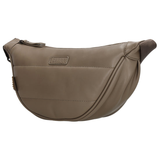 Bodybag gesteppt 33x16cm in Taupe aus Kunstleder - leder-accessoires.com