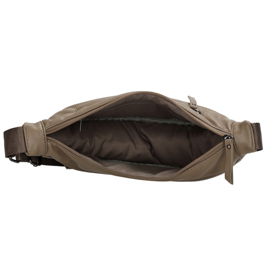 Bodybag gesteppt 33x16cm in Taupe aus Kunstleder - leder-accessoires.com