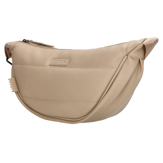 Bodybag gesteppt 33x16cm in Beige aus Kunstleder - leder-accessoires.com