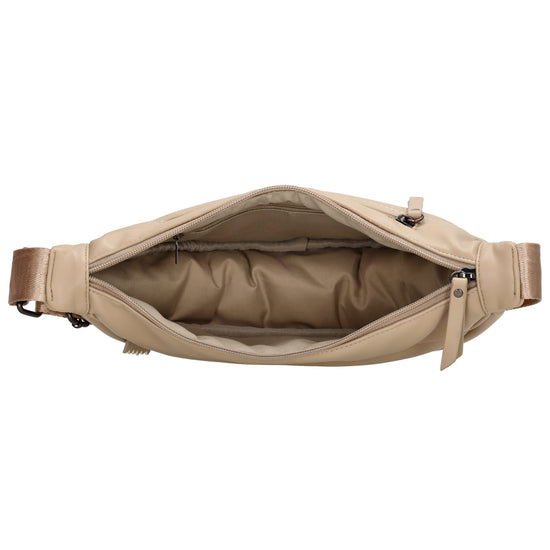 Bodybag gesteppt 33x16cm in Beige aus Kunstleder - leder-accessoires.com