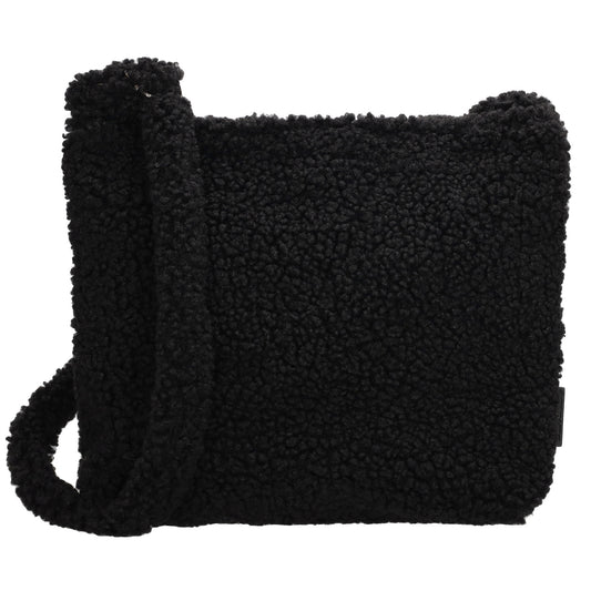 Umhängetasche Teddyfell 24 x 33cm in Schwarz mit Reißverschluss - leder-accessoires.com