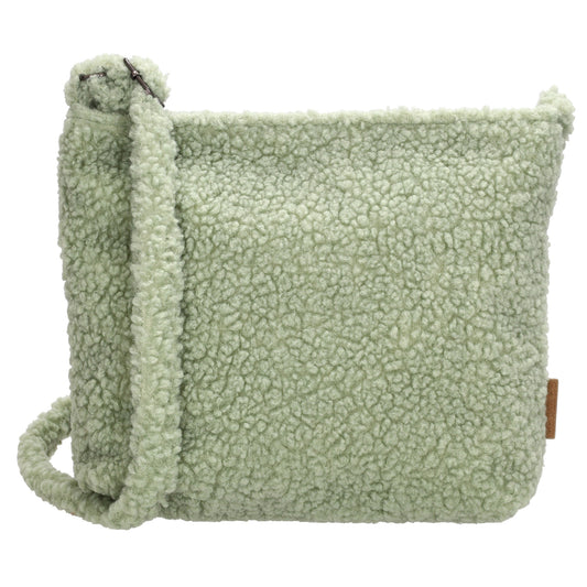 Umhängetasche Teddyfell 24 x 33cm in Mint mit Reißverschluss - leder-accessoires.com