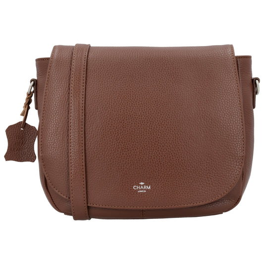 Satteltasche 25 x 22,5cm in Braun mit Überschlag und Reißverschluss