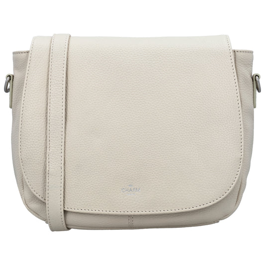 Satteltasche 25 x 22,5cm in Creme mit Überschlag und Reißverschluss