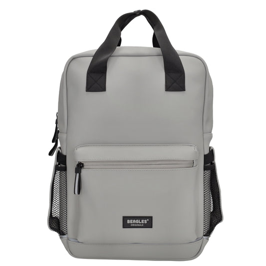 Schul-| Businessrucksack 40 x 37cm wasserabweisend in Hellgrau mit Reißverschluss - leder-accessoires.com