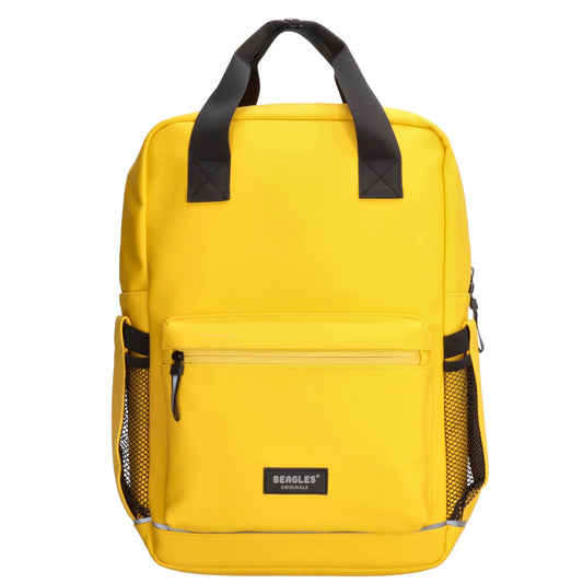 Schul-| Businessrucksack 40 x 37cm wasserabweisend in Gelb mit Reißverschluss - leder-accessoires.com