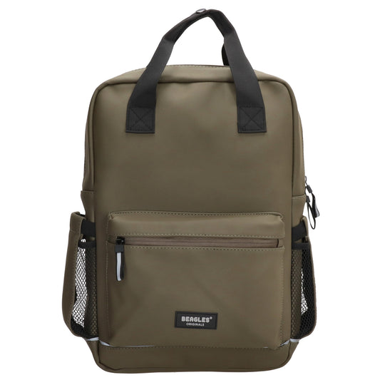 Schul-| Businessrucksack 40 x 37cm wasserabweisend in Olivgrün mit Reißverschluss - leder-accessoires.com