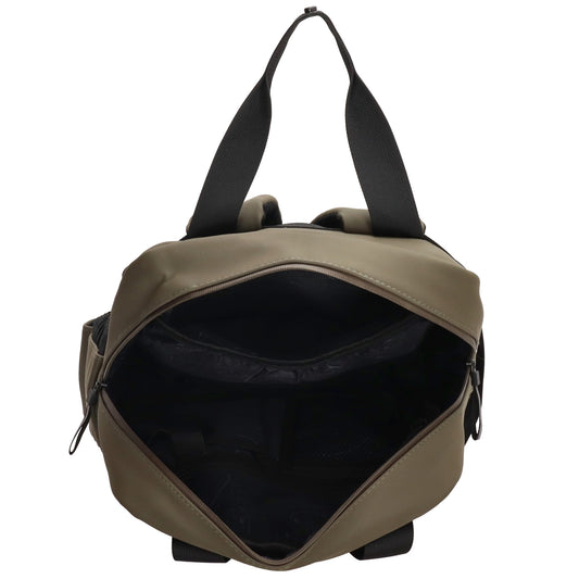 Schul-| Businessrucksack 40 x 37cm wasserabweisend in Olivgrün mit Reißverschluss - leder-accessoires.com