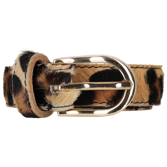 Ledergürtel 25mm in Panther Optik mit Dornschließe in Gold