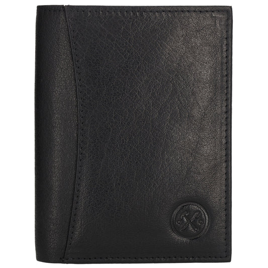 Geldbörse Hochformat 9x12cm in Schwarz aus Leder
