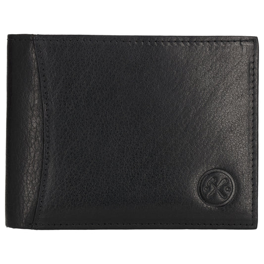 Geldbörse Querformat 9x12cm in Schwarz aus Leder