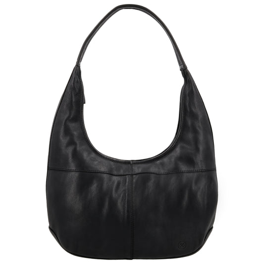 Umhängetasche| Beuteltasche 40x40cm aus Leder in Schwarz mit Reißverschluss