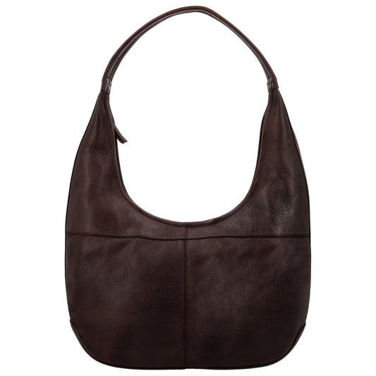 Umhängetasche| Beuteltasche 40x40cm aus Leder in Dunkelbraun mit Reißverschluss