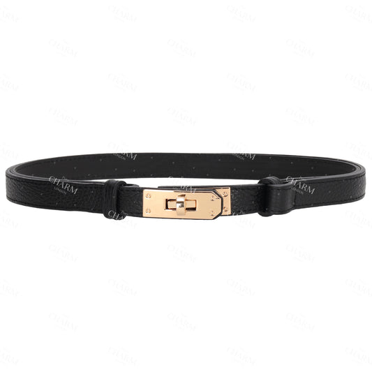 Ledergürtel 10mm in Schwarz mit Goldschließe - leder-accessoires.com