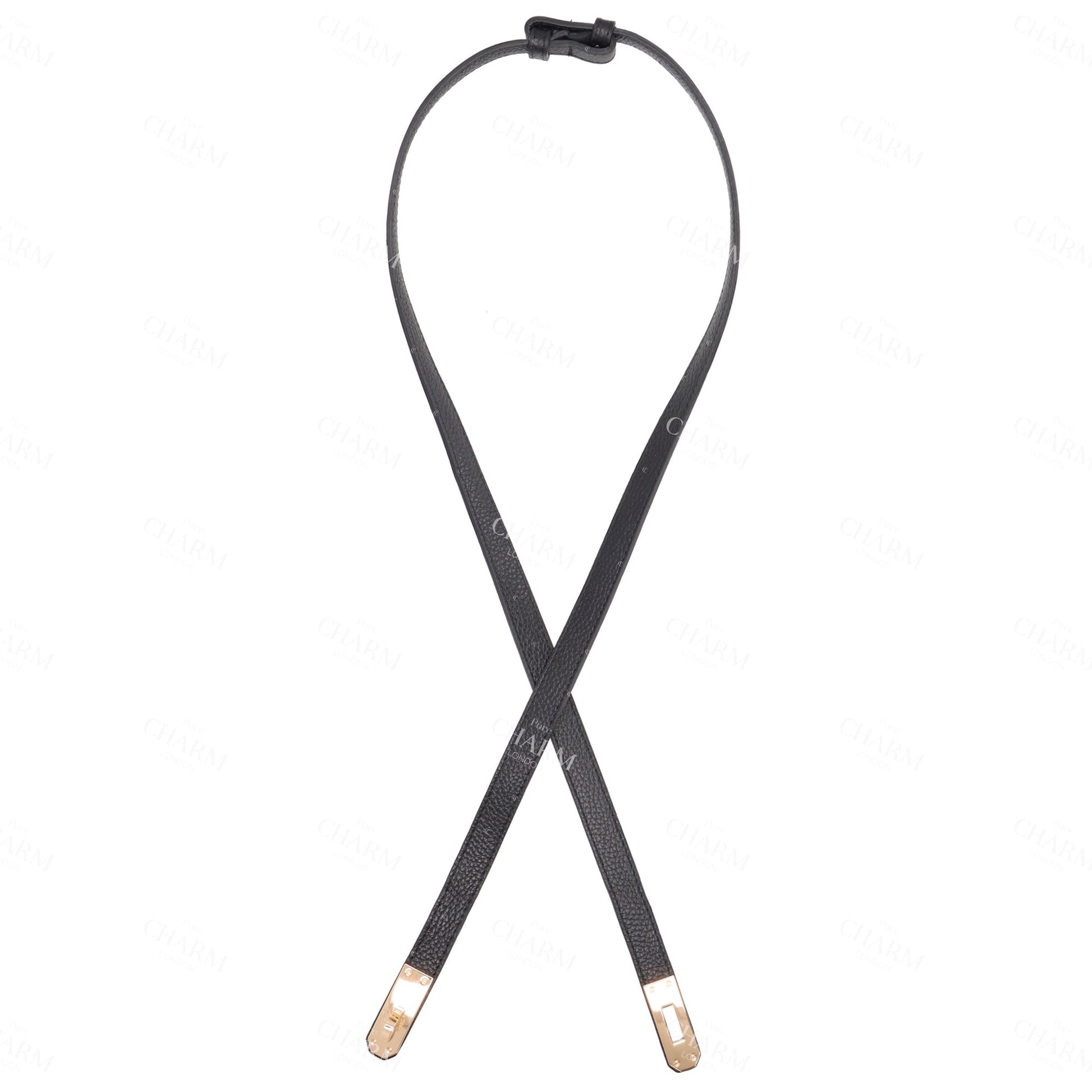 Ledergürtel 10mm in Schwarz mit Goldschließe - leder-accessoires.com