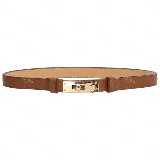 Ledergürtel 10mm in Cognac mit Goldschließe - leder-accessoires.com