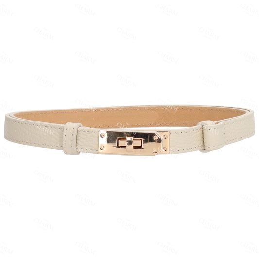 Ledergürtel 10mm in Beige mit Goldschließe - leder-accessoires.com