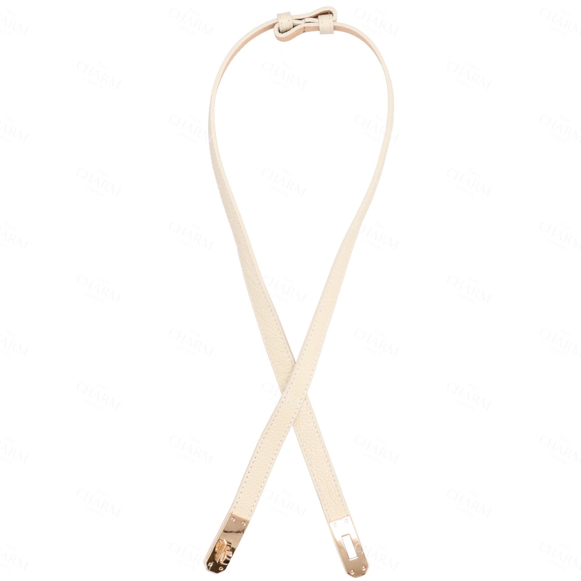 Ledergürtel 10mm in Beige mit Goldschließe - leder-accessoires.com