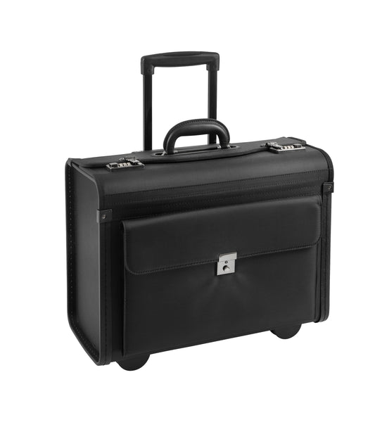 Pilotentrolley 48 x 38cm in Schwarz mit Zahlenschloss und Vortasche
