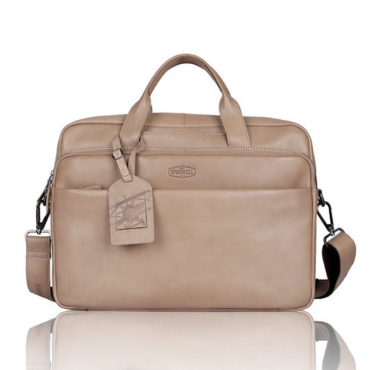 Businesstasche 40,5x30cm in Taupe mit Reißverschluss und Vortasche