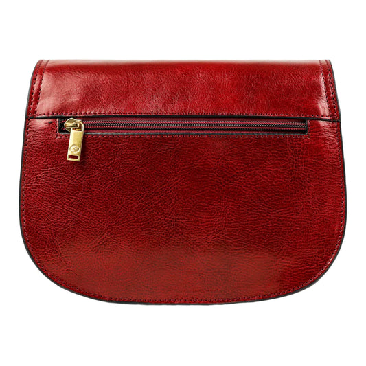 Umhängetasche|Satteltasche 25 x 18cm in Rot aus Leder
