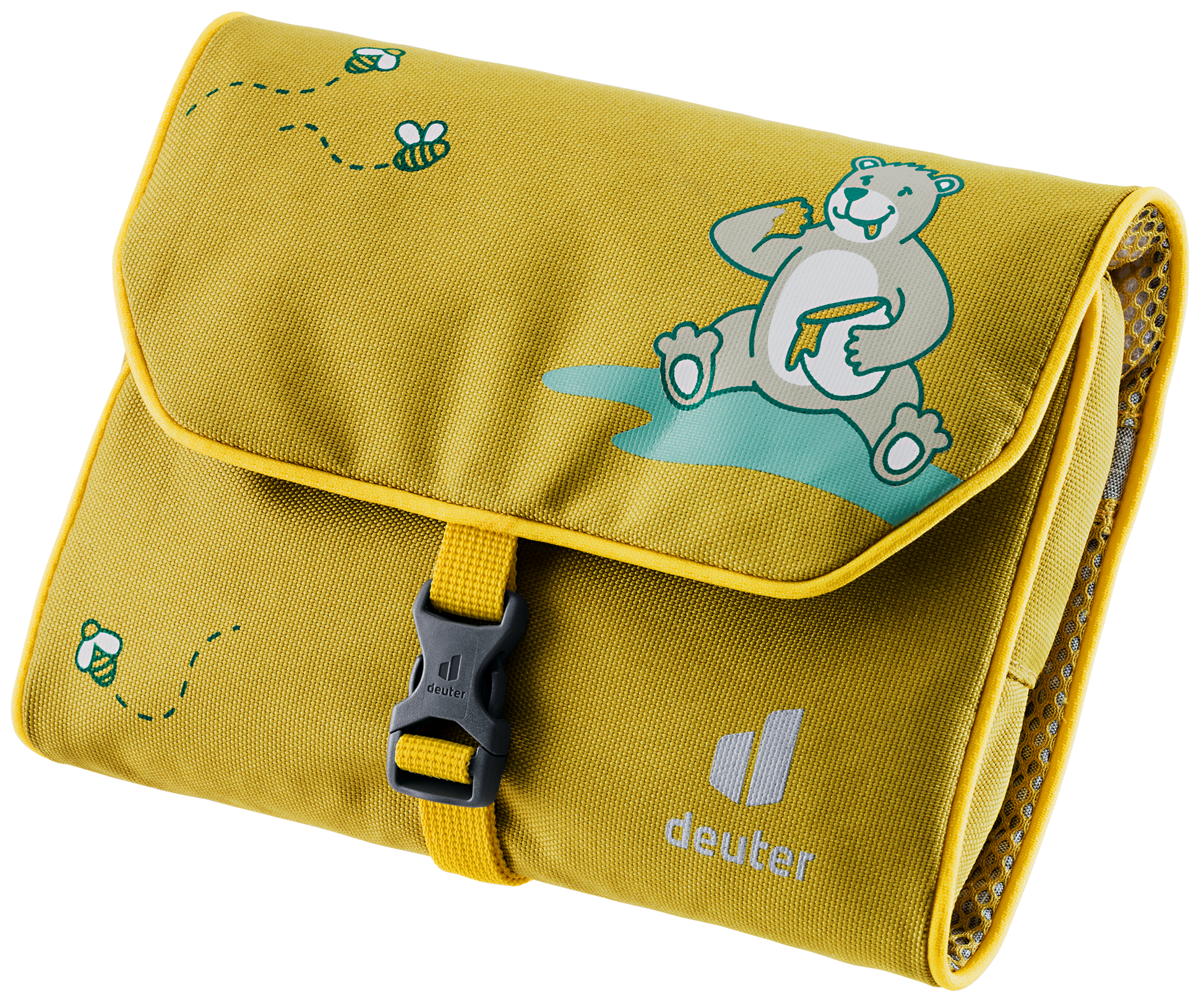 Kinderwaschbeutel "Wash Bag Kids" in Gelb|Bär - leder-accessoires.com