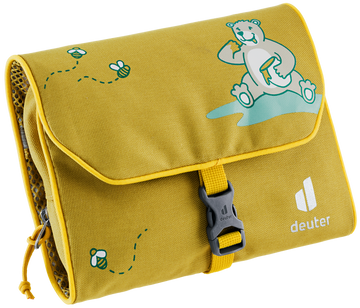 Kinderwaschbeutel "Wash Bag Kids" in Gelb|Bär - leder-accessoires.com