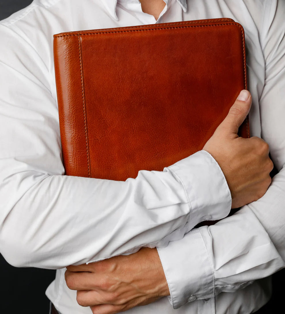 Schreibmappe-| Organizer A4 in Cognac - leder-accessoires.com