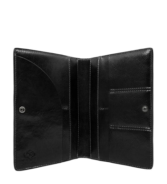 Briefmappe| Passhülle 14,5 x 20,5cm in Schwarz mit Druckknopf - leder-accessoires.com